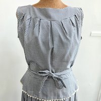 1940 gingham peplum blouse + pleated skirt set, size small