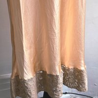 1920 pink silk satin slip dress with lace trim, size small