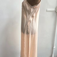 1948 peach slip dress with lace trim, size medium