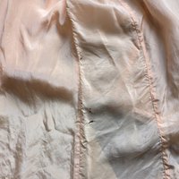 1948 peach slip dress with lace trim, size medium