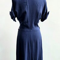 1940 midnight blue dress with pleated skirt, size small