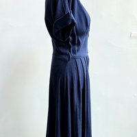 1940 midnight blue dress with pleated skirt, size small