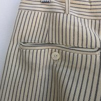 1920 pinstriped wool trouser pants with button fly, size 28 waist