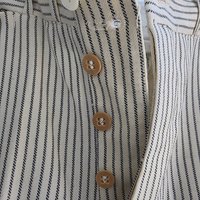 1920 pinstriped wool trouser pants with button fly, size 28 waist