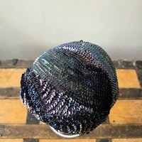 1940 Peacock blue sequined fascinator crescent hat