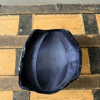 1940 Peacock blue sequined fascinator crescent hat