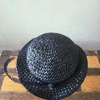 1940 dark blue navy fascinator hat with feather