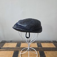 1940 dark blue navy fascinator hat with feather