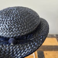 1940 dark blue navy fascinator hat with feather
