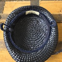 1940 dark blue navy fascinator hat with feather