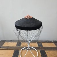 1940 black fascinator hat with netting