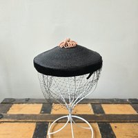 1940 black fascinator hat with netting