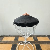 1940 black fascinator hat with netting