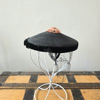 1940 black fascinator hat with netting