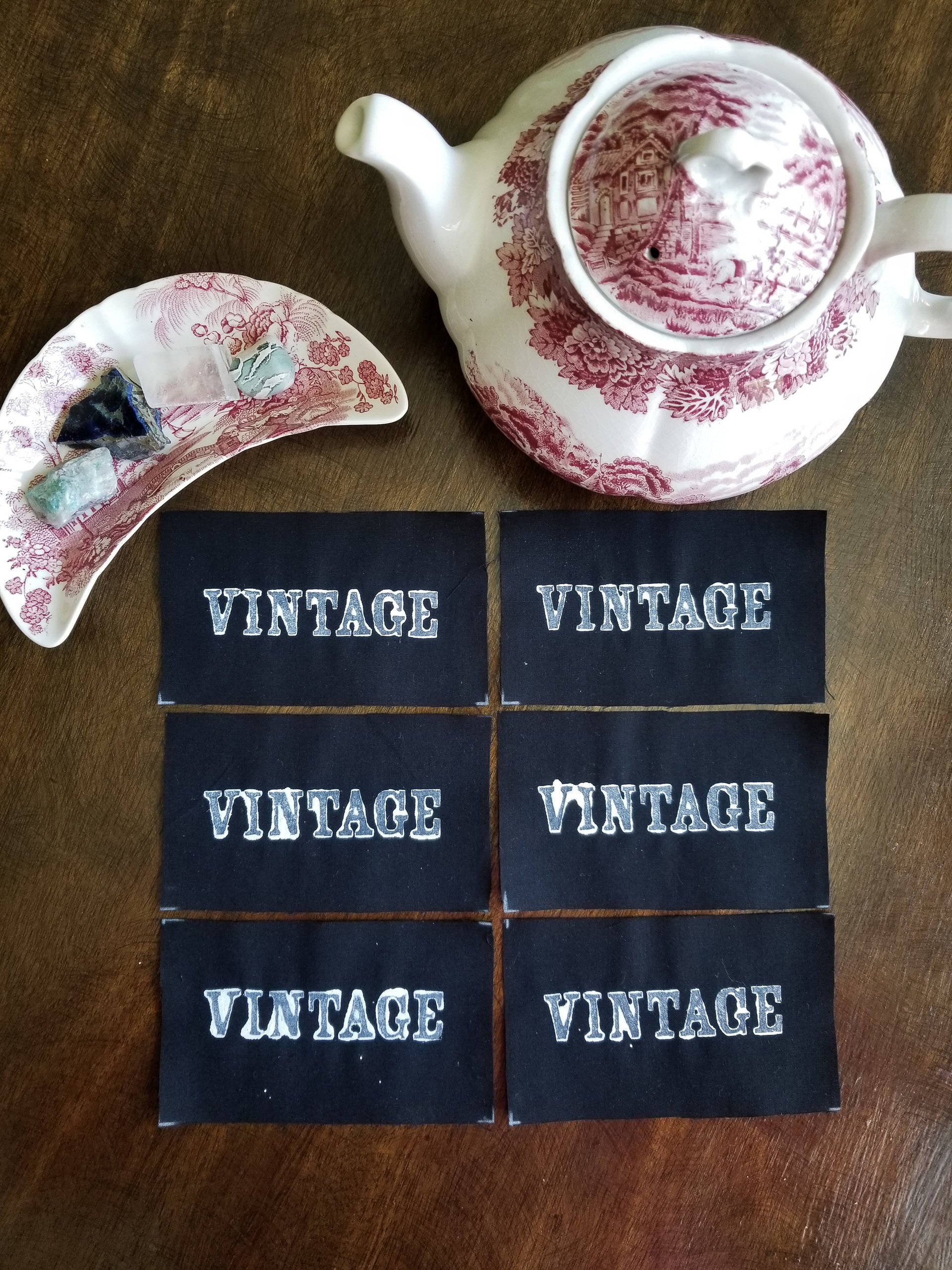 Vintage hand stamped patch, hand made patches, black and white patch with FREE SHIPPING