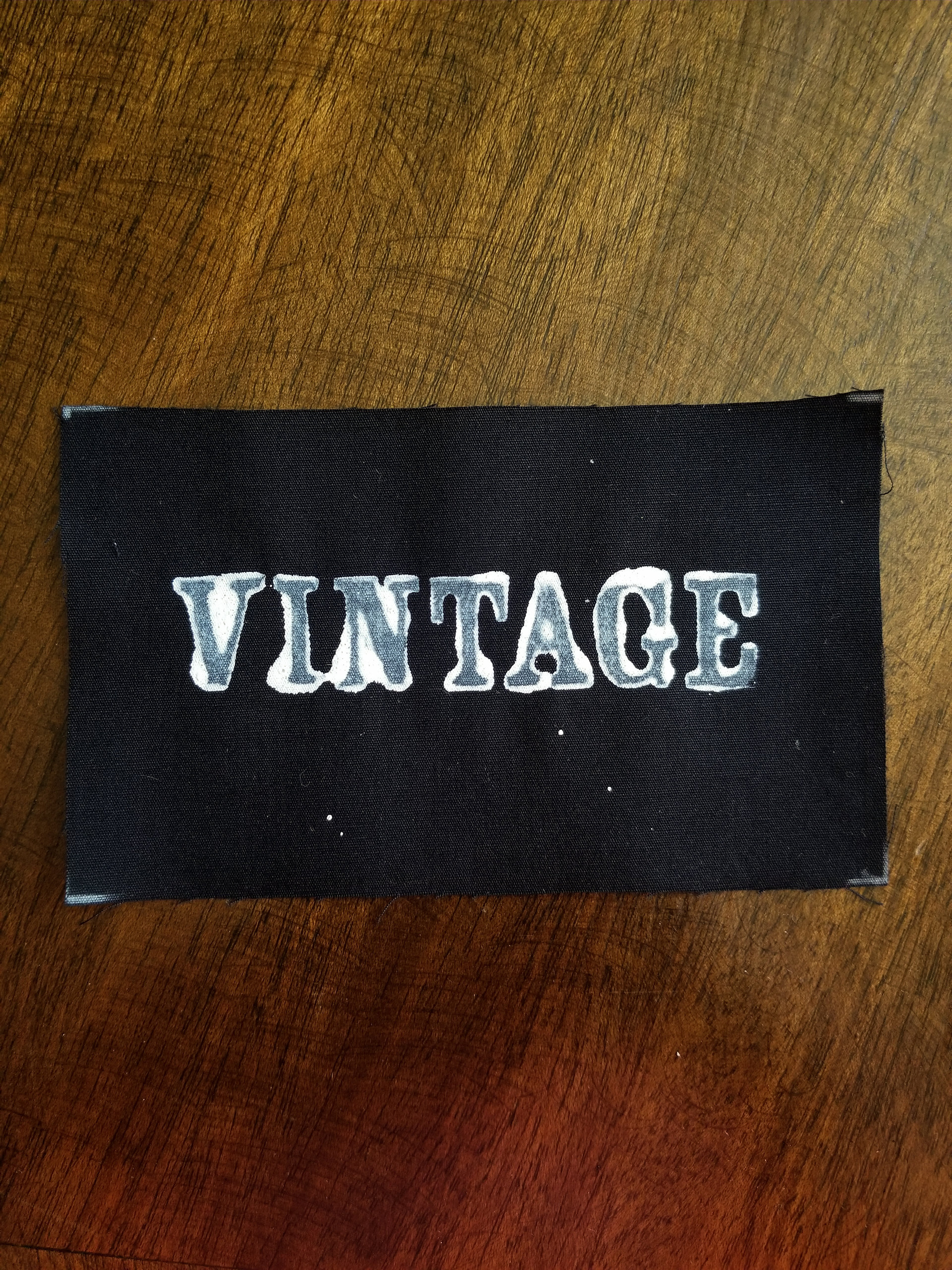 Vintage hand stamped patch, hand made patches, black and white patch with FREE SHIPPING