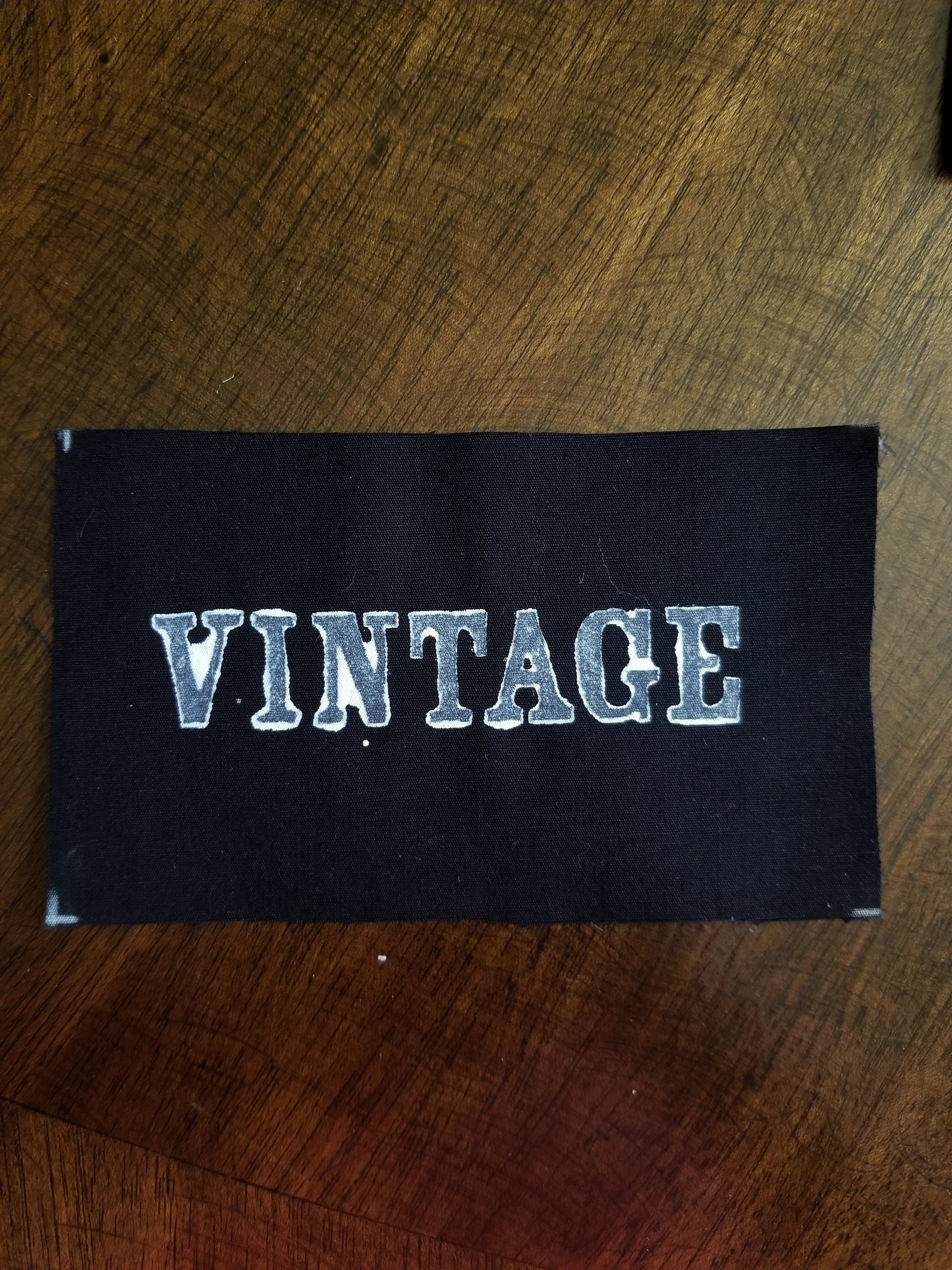 Vintage hand stamped patch, hand made patches, black and white patch with FREE SHIPPING