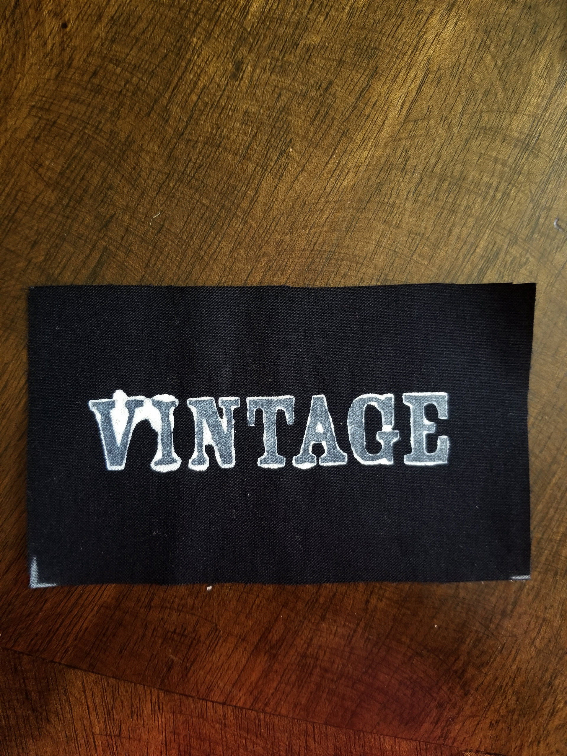 Vintage hand stamped patch, hand made patches, black and white patch with FREE SHIPPING