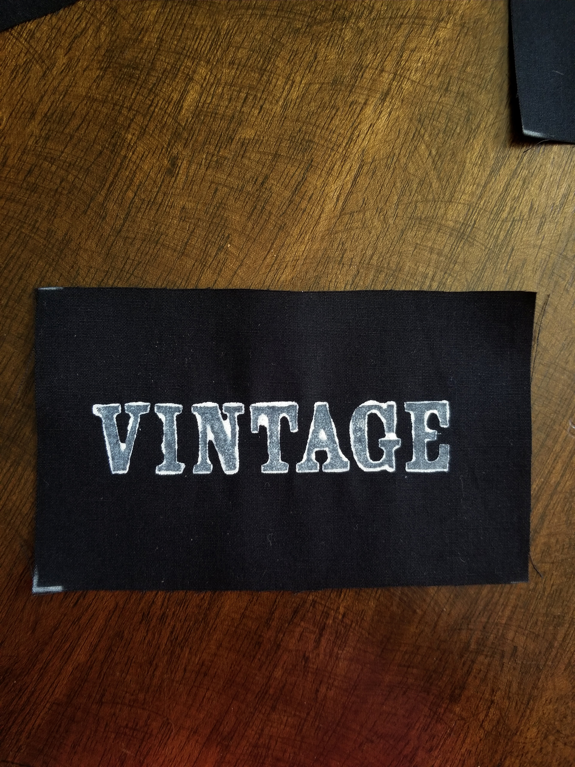 Vintage hand stamped patch, hand made patches, black and white patch with FREE SHIPPING