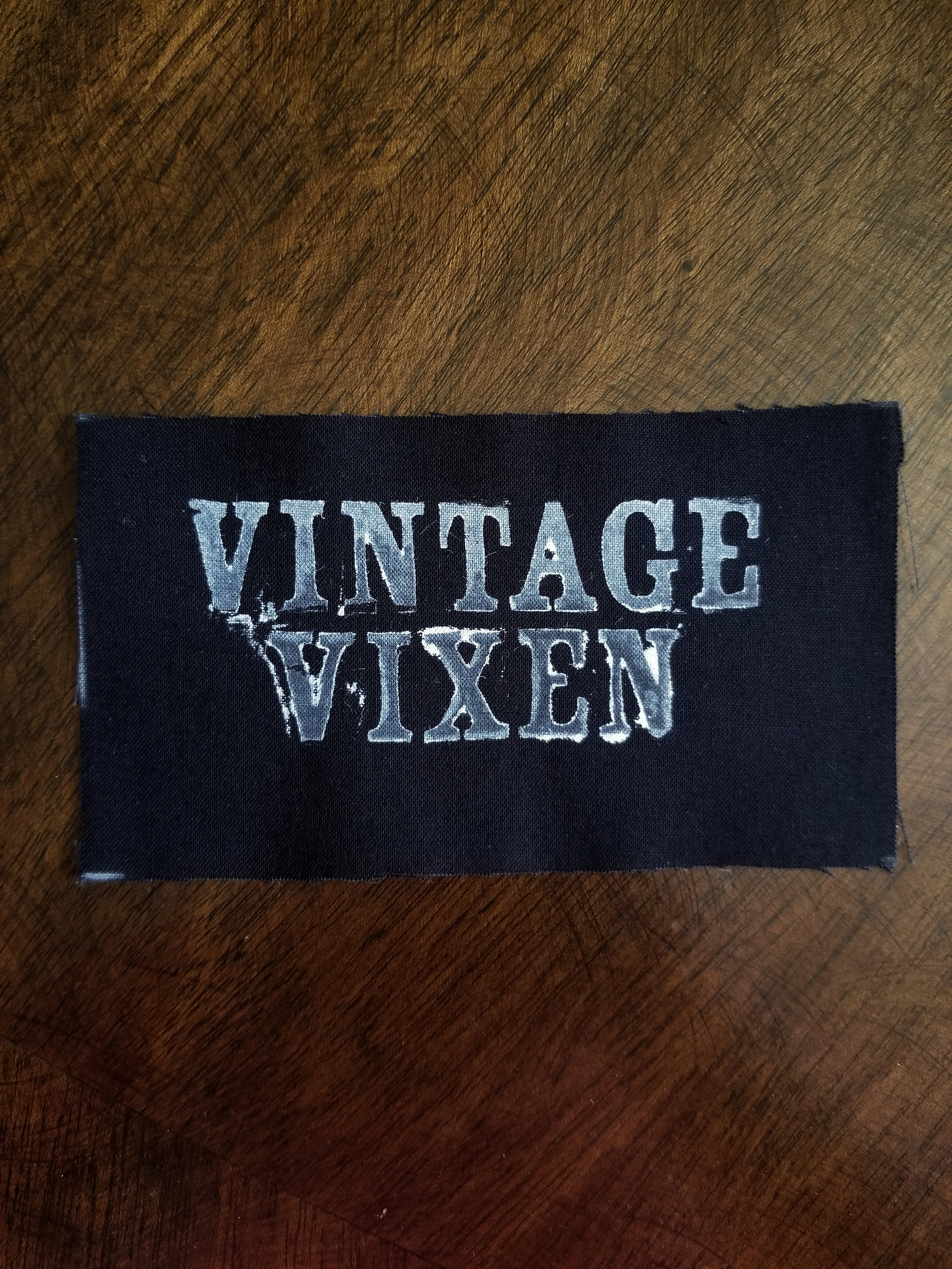 Vintage Vixen hand stamped patch, hand made patches, black and white patch with FREE SHIPPING