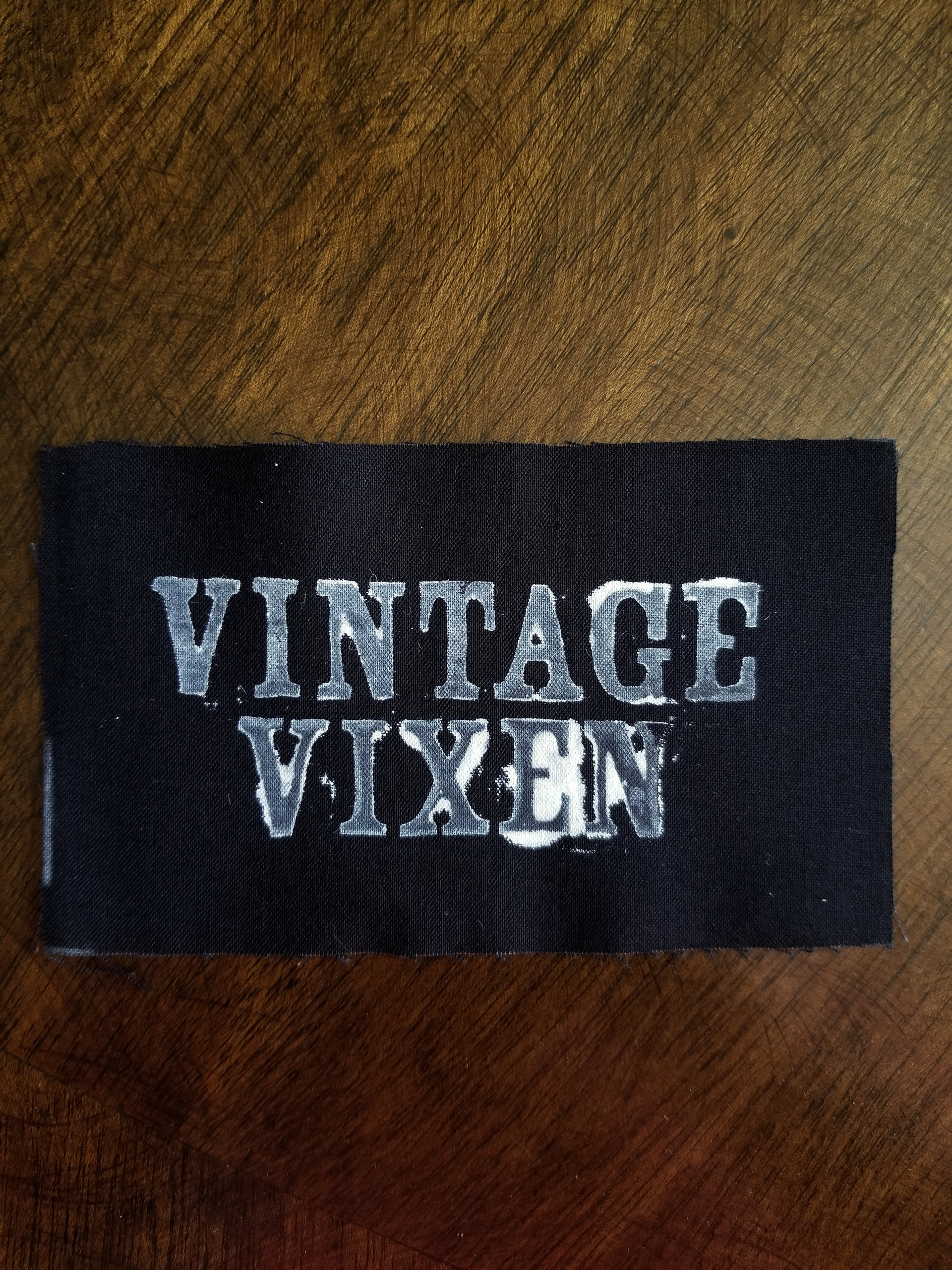 Vintage Vixen hand stamped patch, hand made patches, black and white patch with FREE SHIPPING