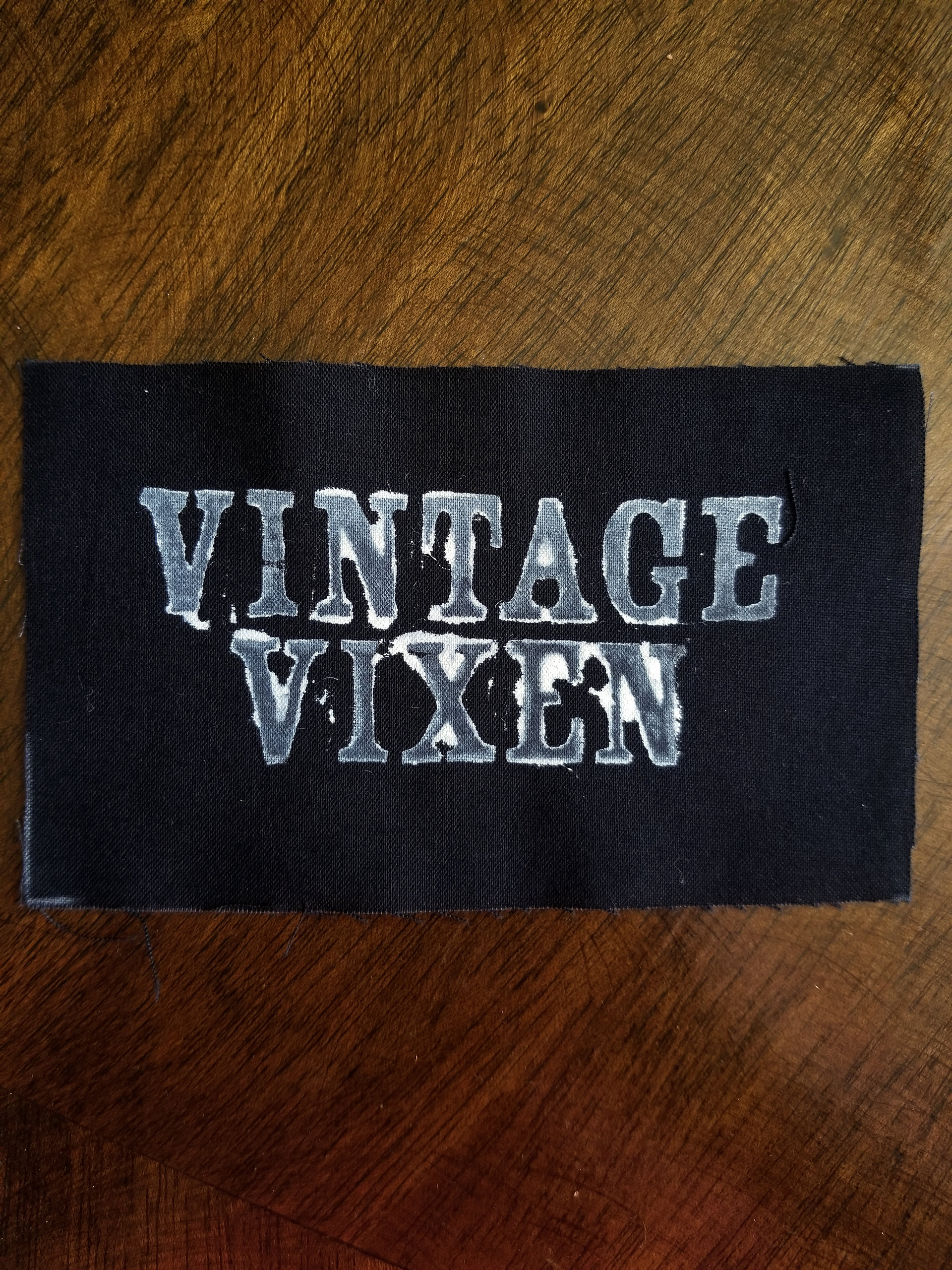 Vintage Vixen hand stamped patch, hand made patches, black and white patch with FREE SHIPPING