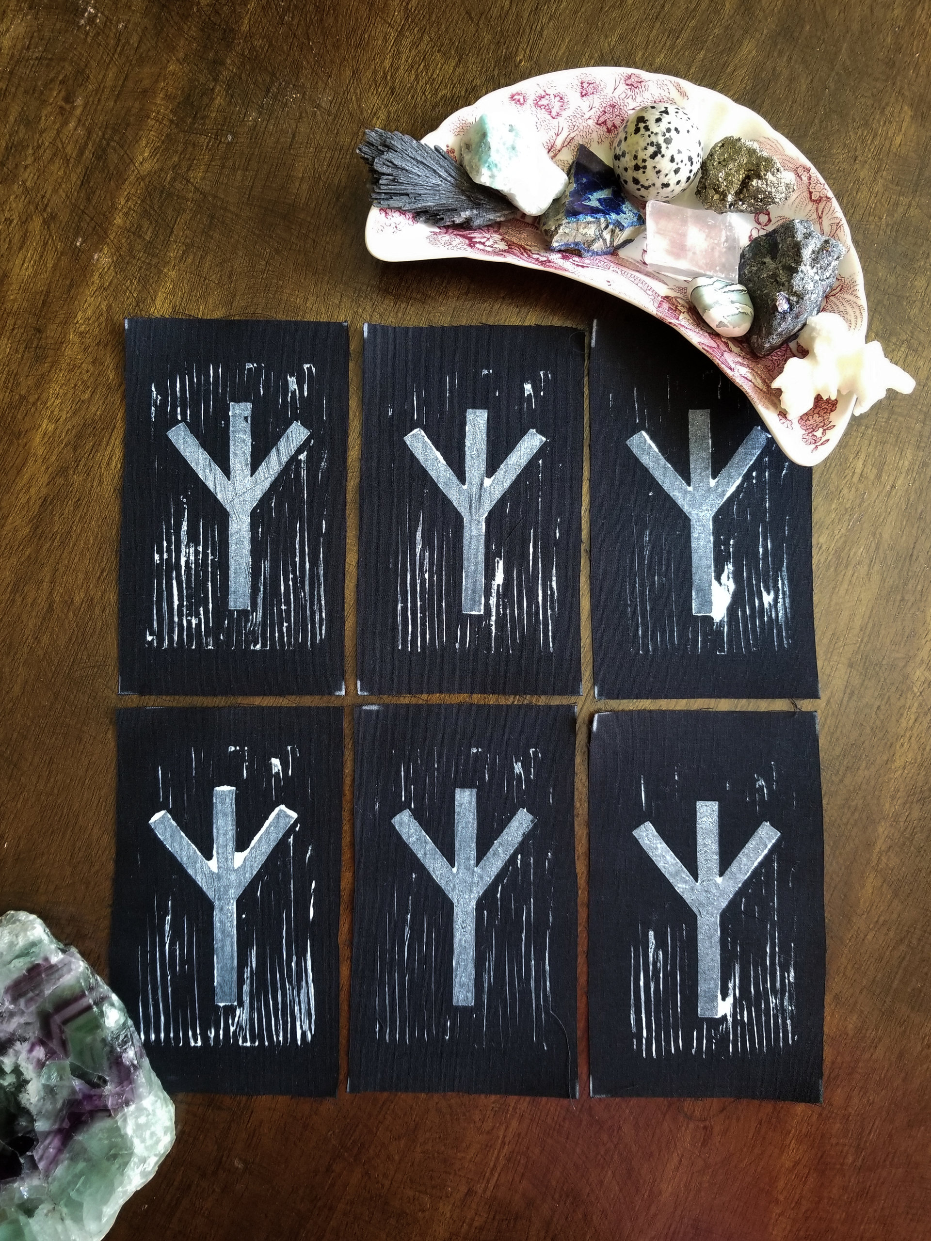 Algiz rune hand stamped patch, Elhaz hand made rune patches, black and white patch with FREE SHIPPING