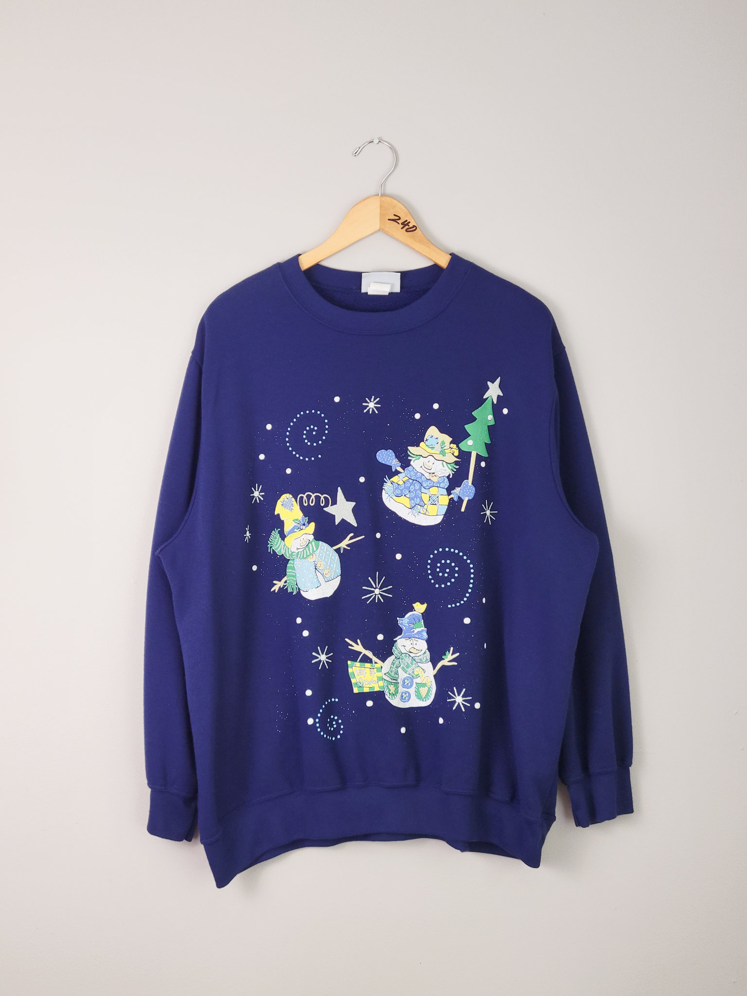 80's snowman Christmas sweatshirt, women's size 2XL