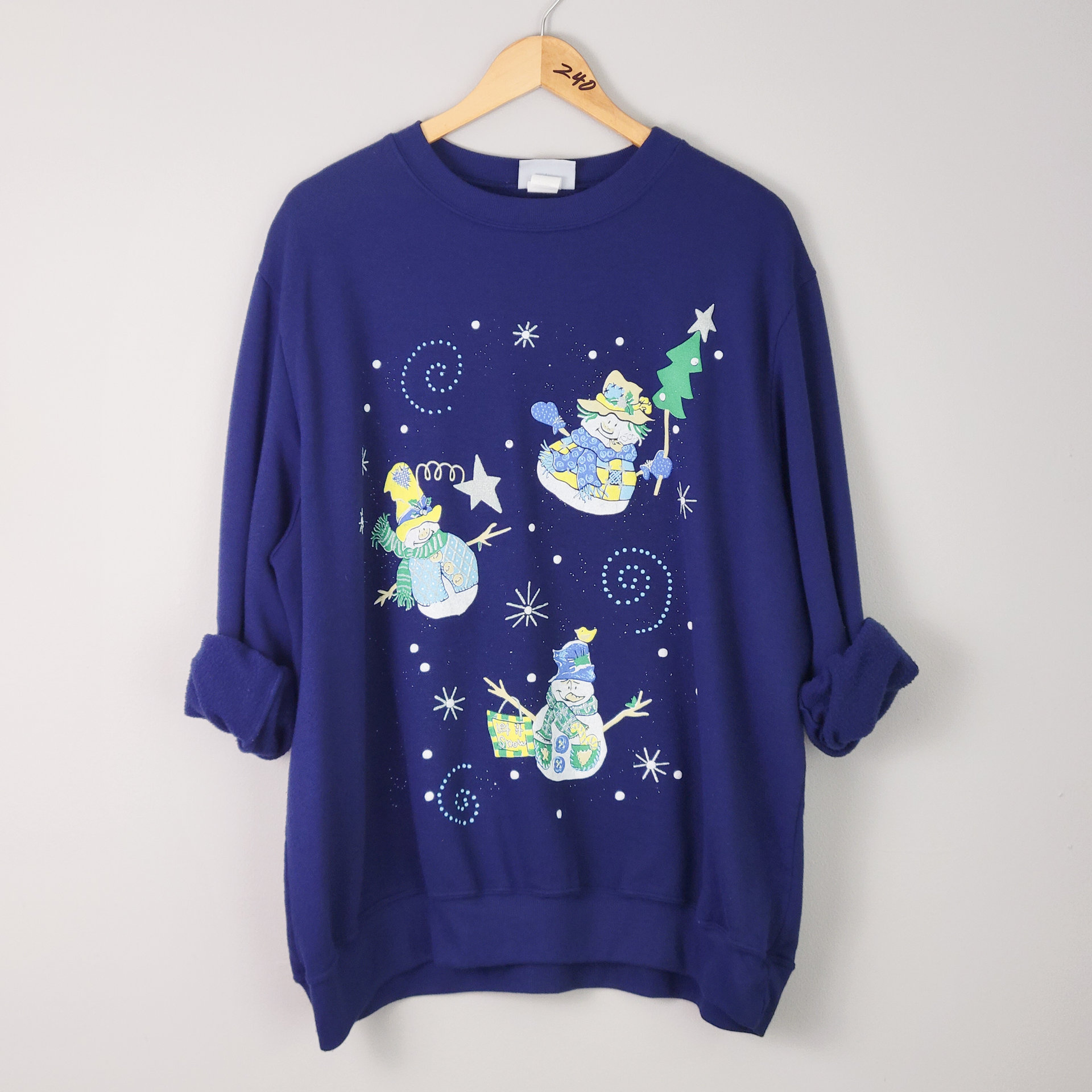 80's snowman Christmas sweatshirt, women's size 2XL