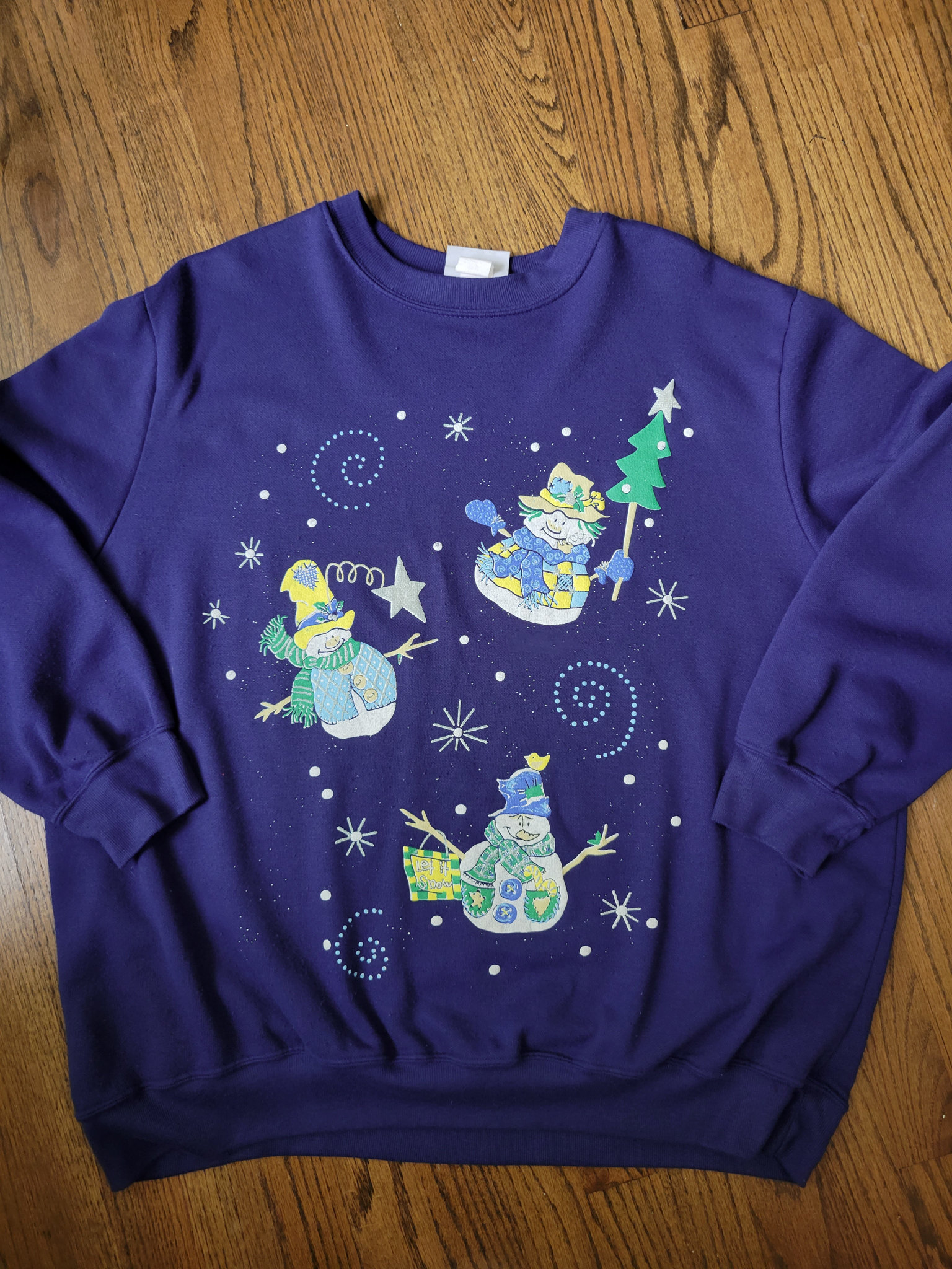 80's snowman Christmas sweatshirt, women's size 2XL