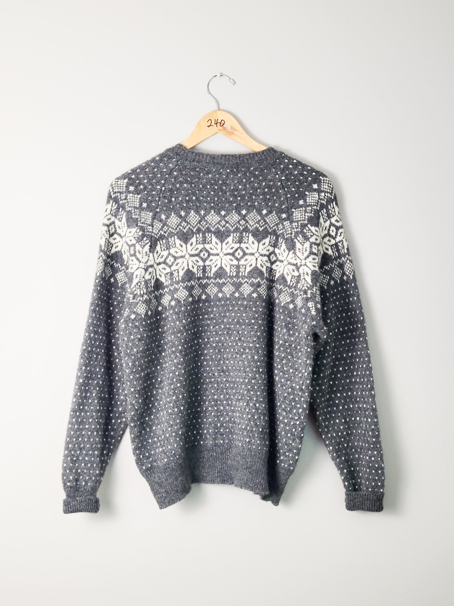 90's grey wool Christmas sweater, women's size XL