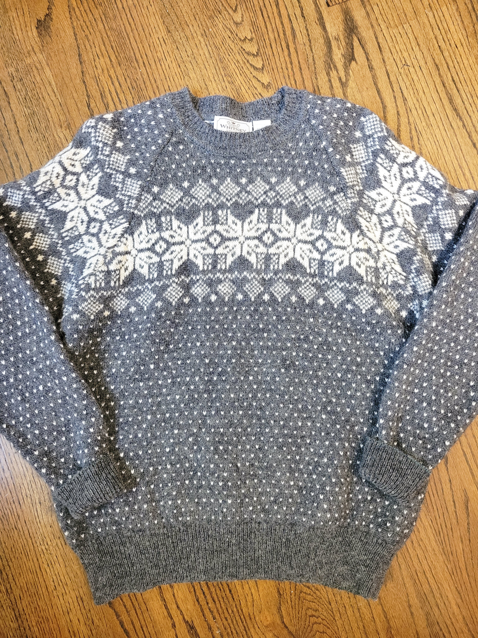 90's grey wool Christmas sweater, women's size XL