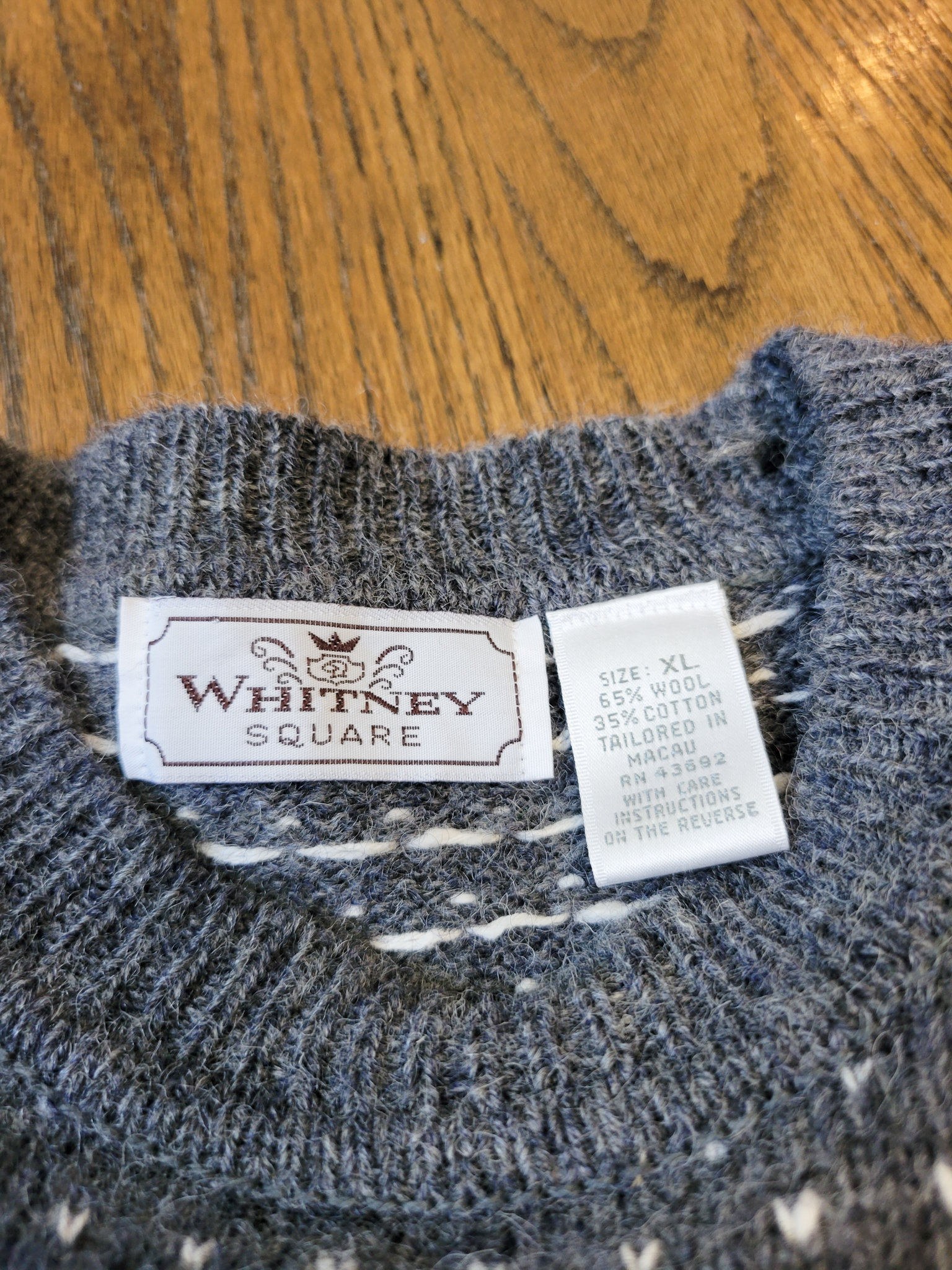 90's grey wool Christmas sweater, women's size XL