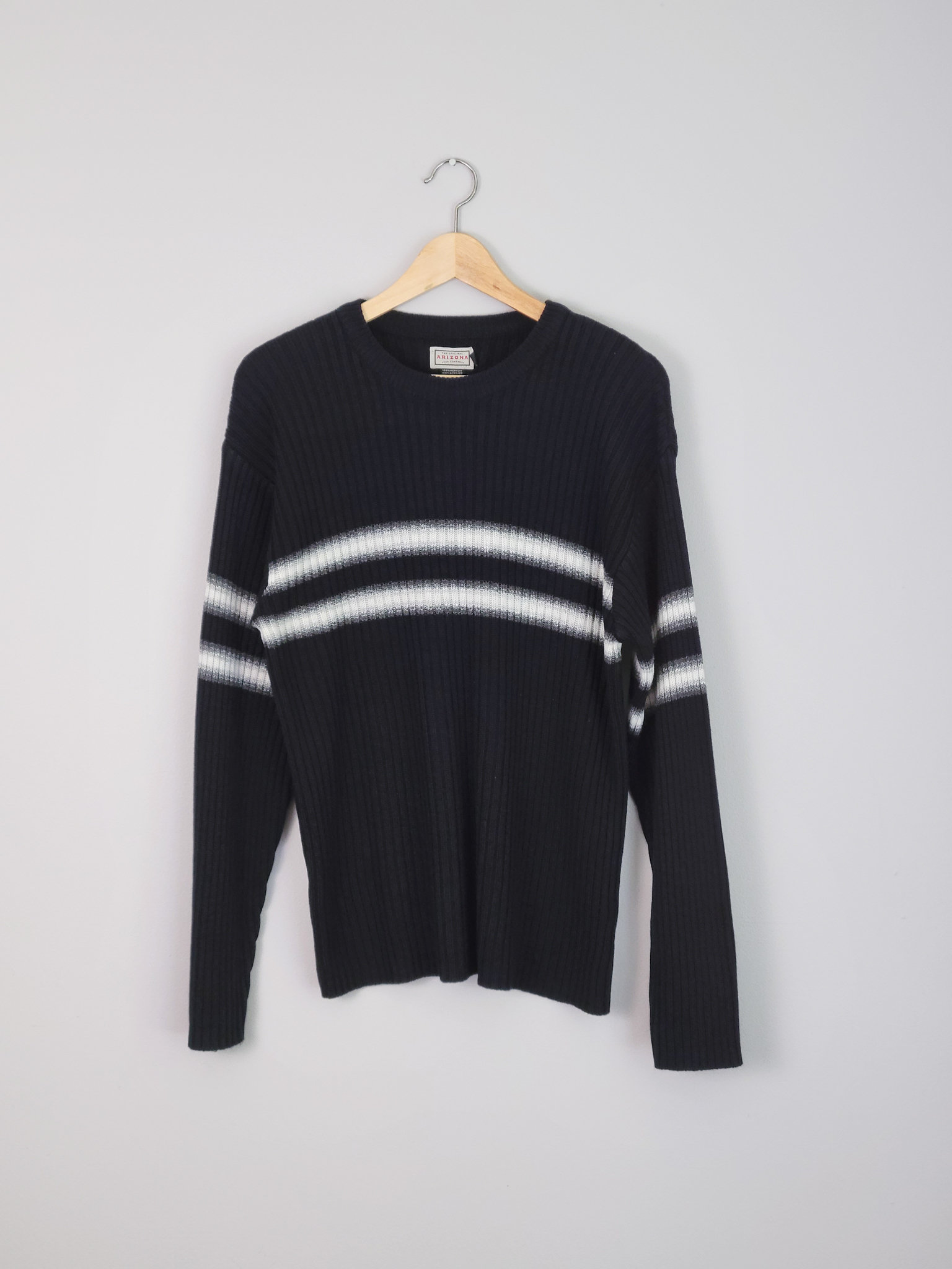 90's black ribbed knit sweater, men's medium
