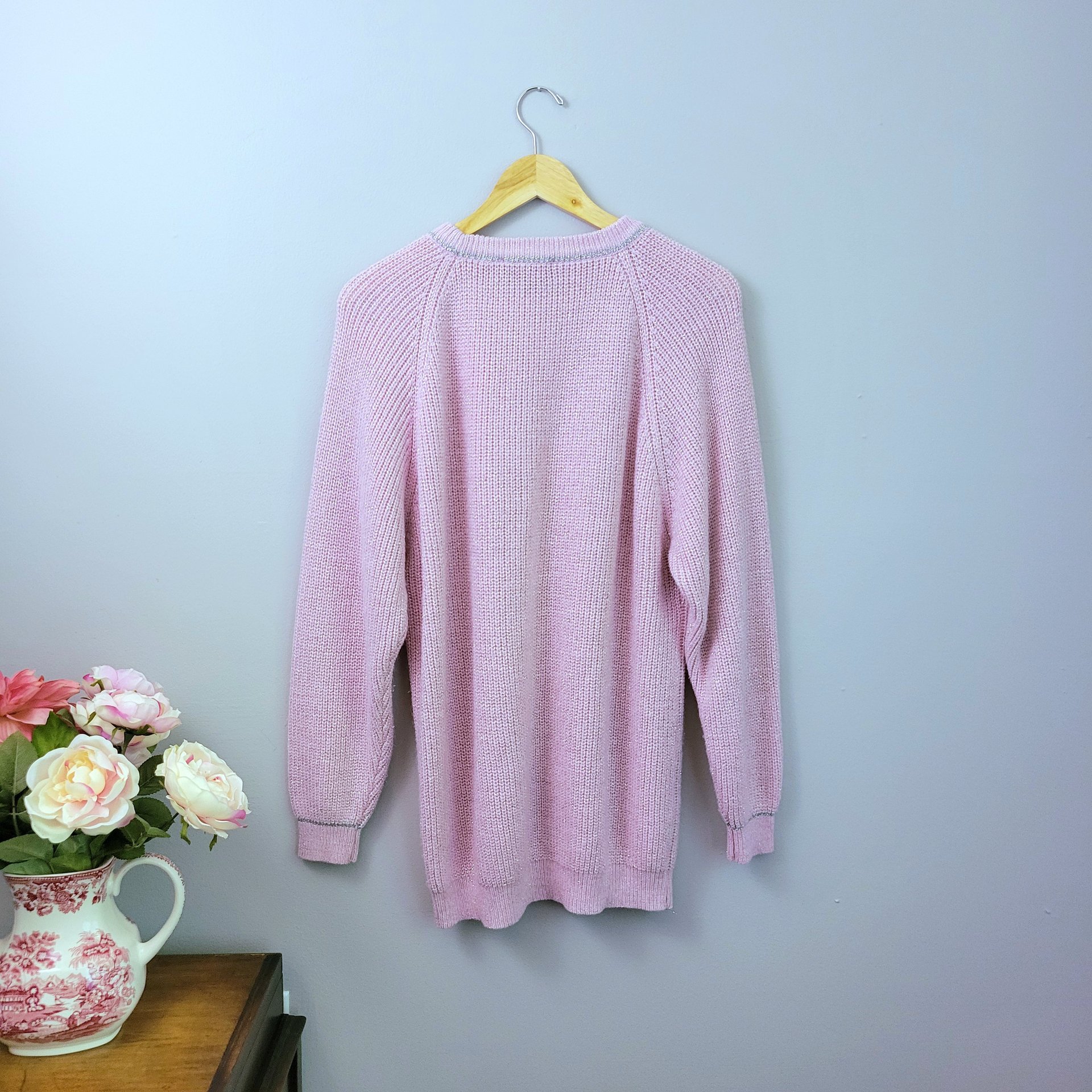80's pastel pink sweater, XL