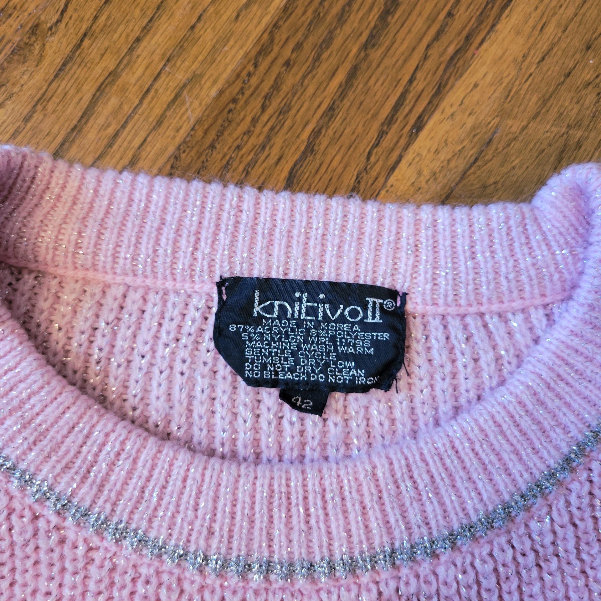 80's pastel pink sweater, XL