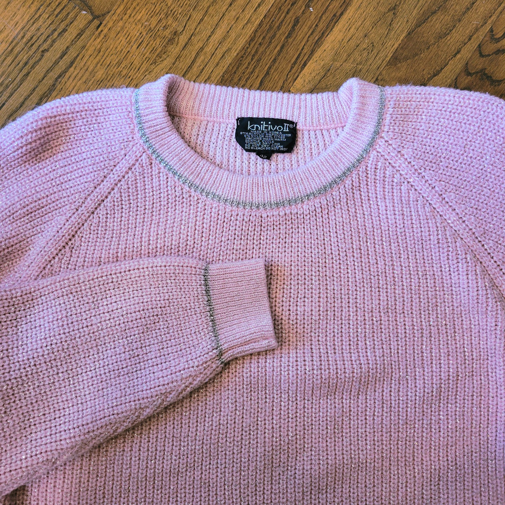 80's pastel pink sweater, XL