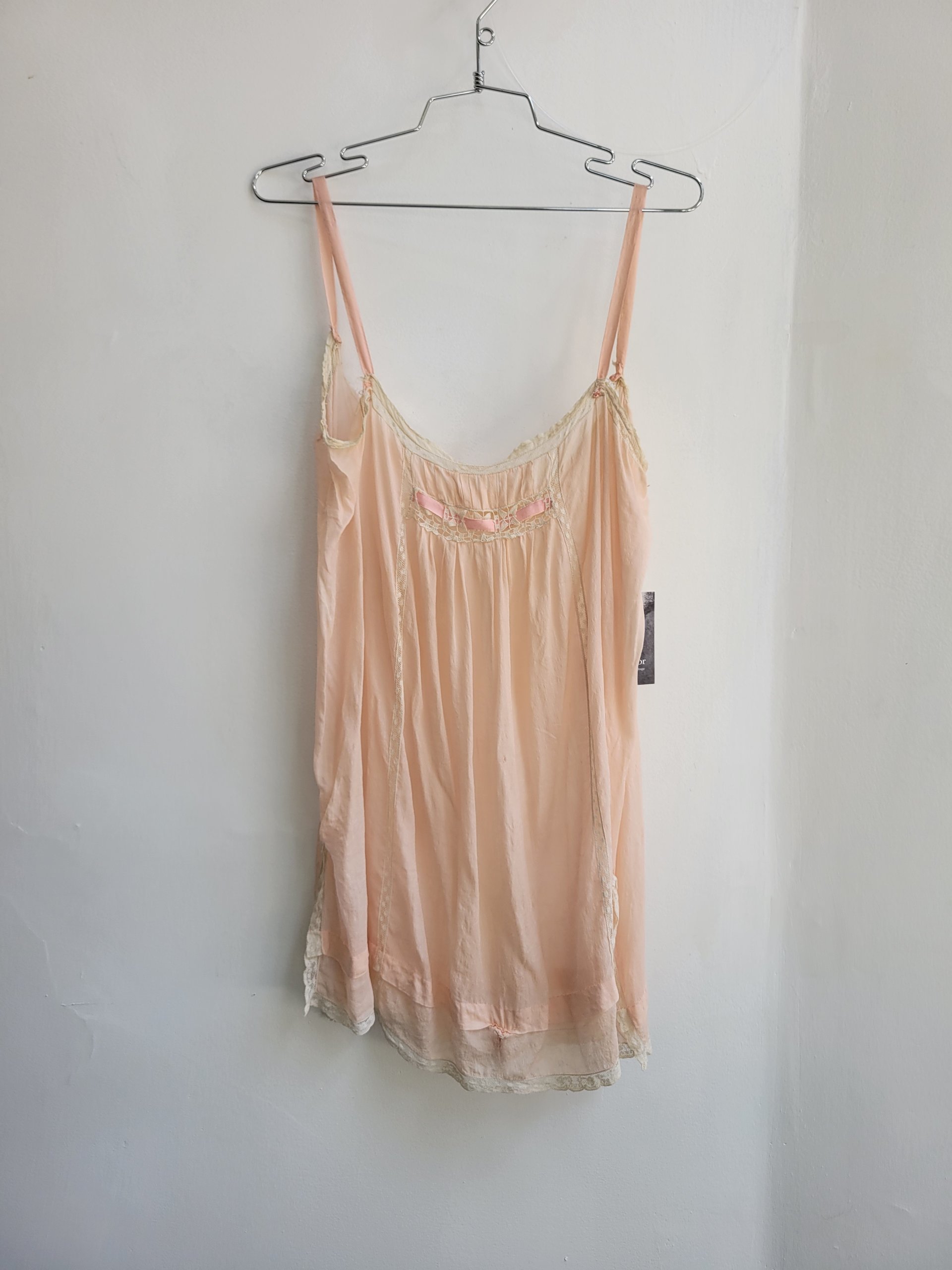 1920's distressed pink teddy lingerie romper, small