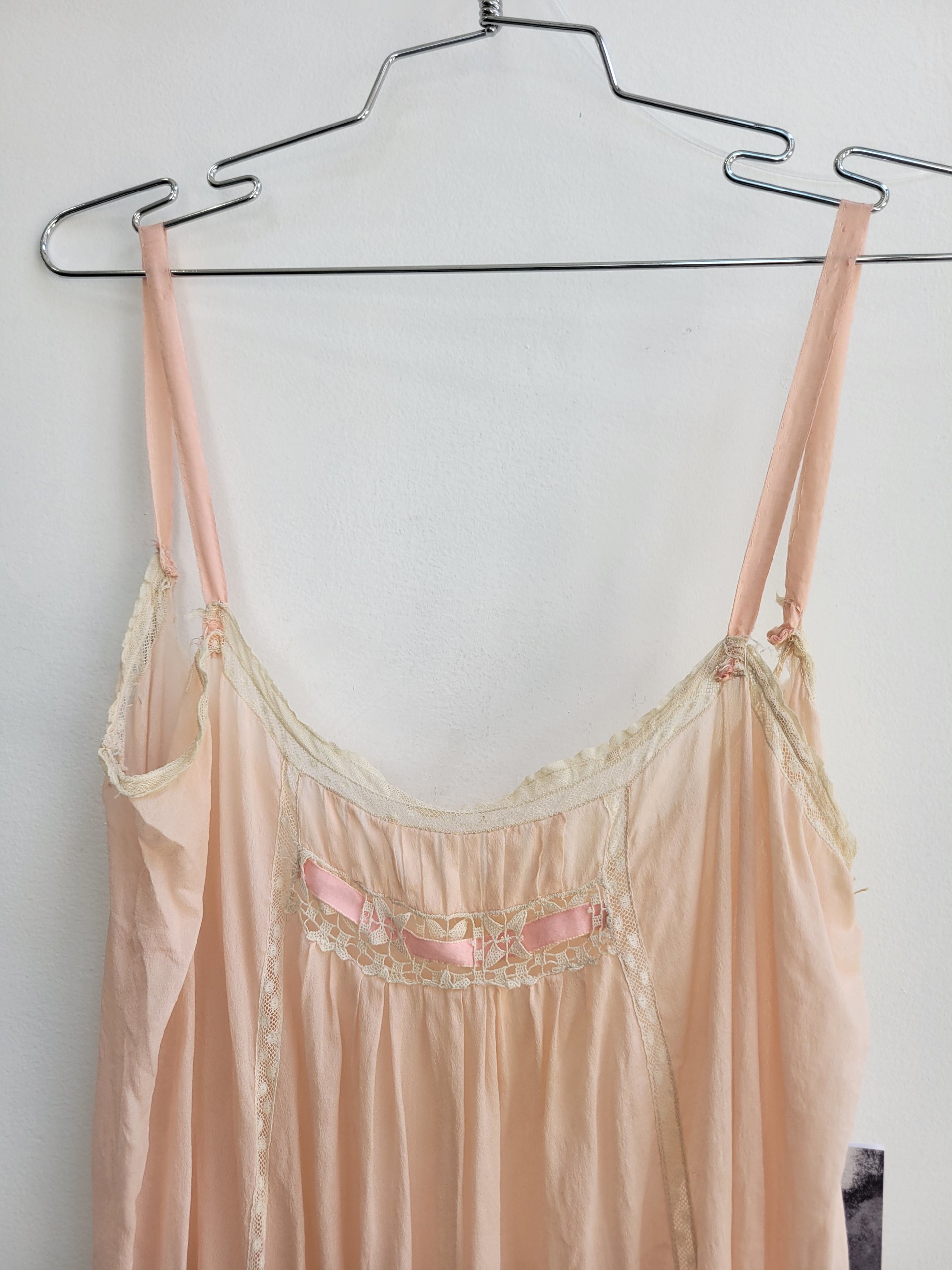 1920's distressed pink teddy lingerie romper, small