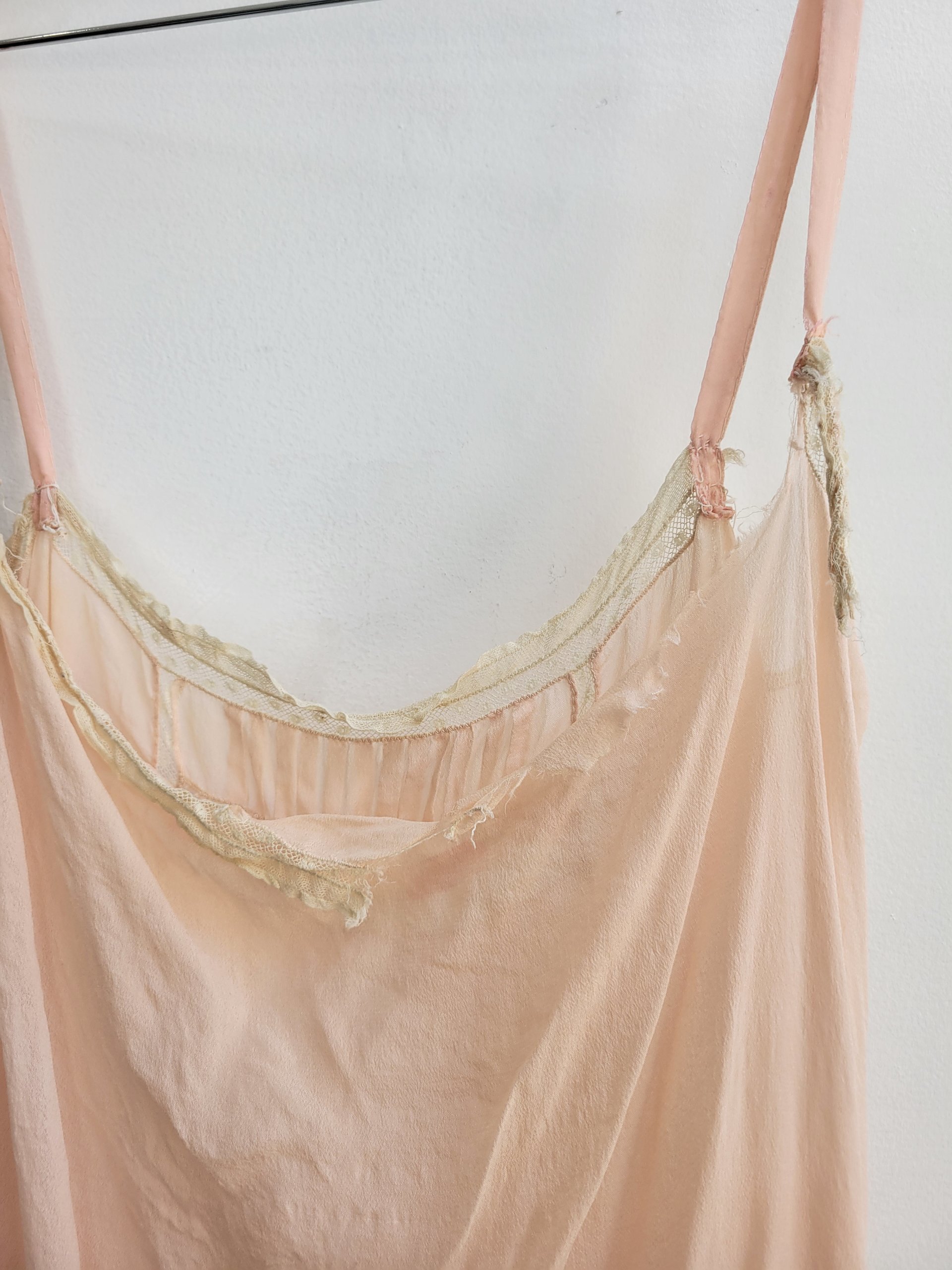 1920's distressed pink teddy lingerie romper, small