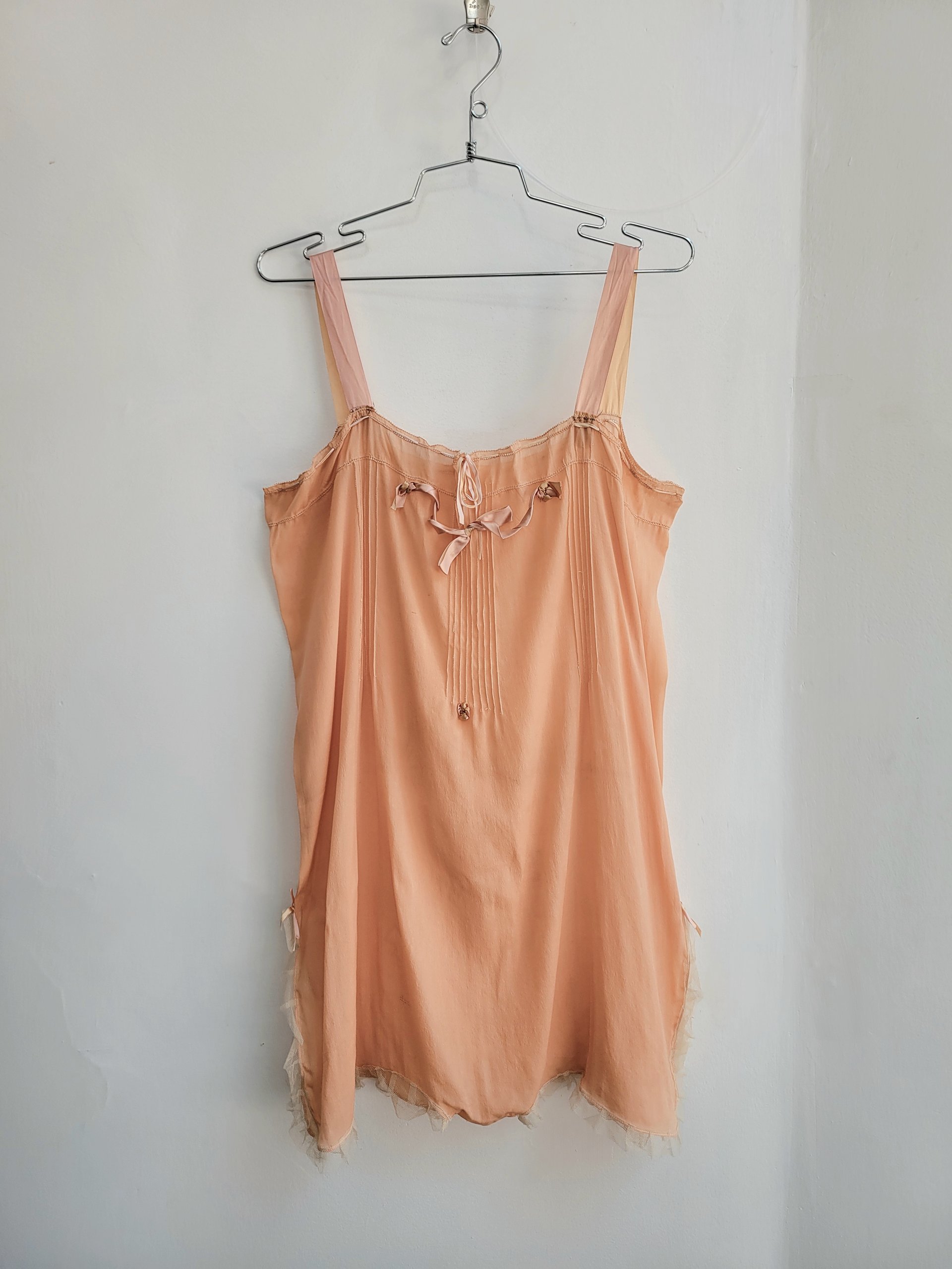 1920's peach teddy lingerie romper, small