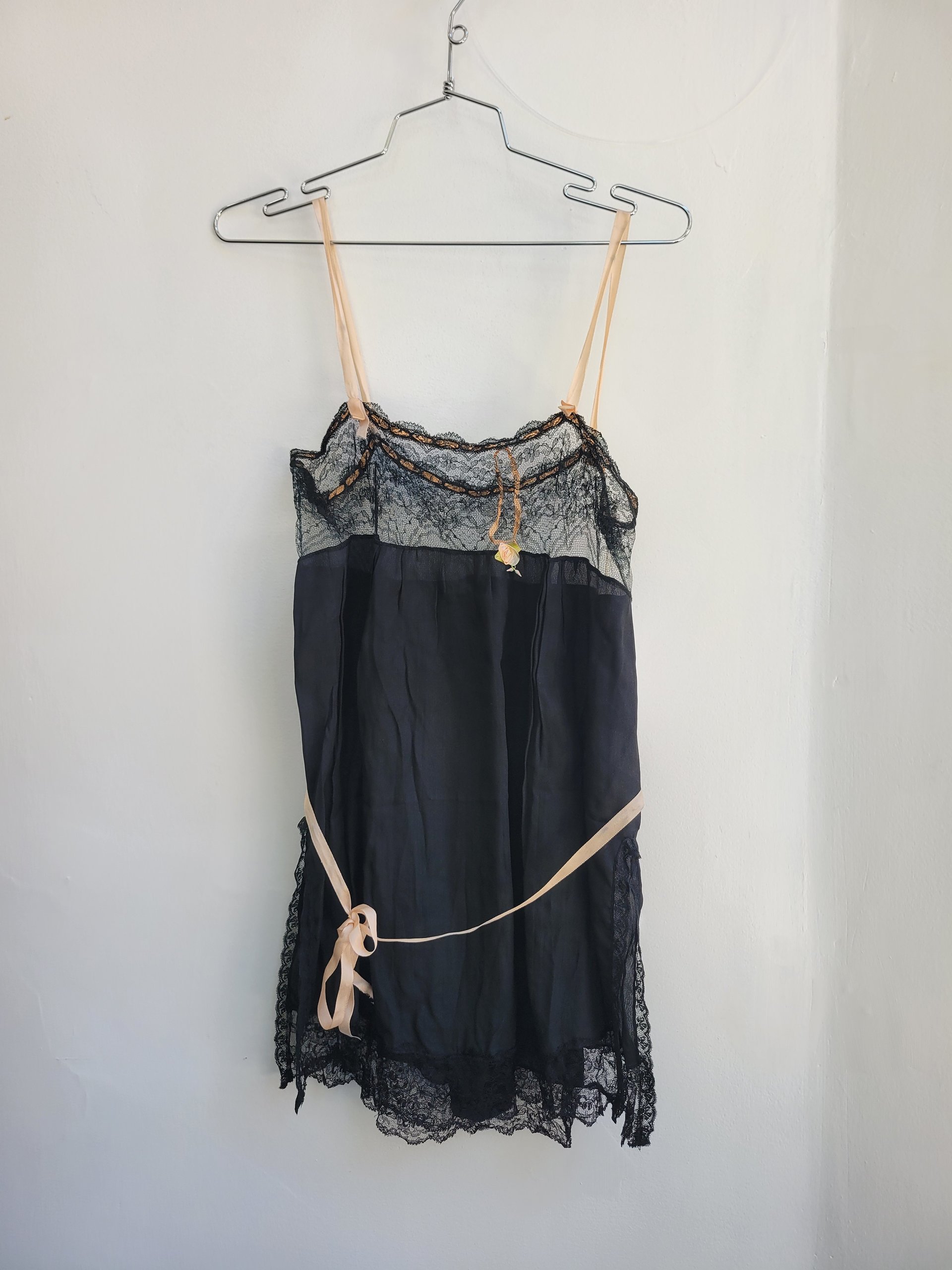1920's black teddy lingerie romper, small