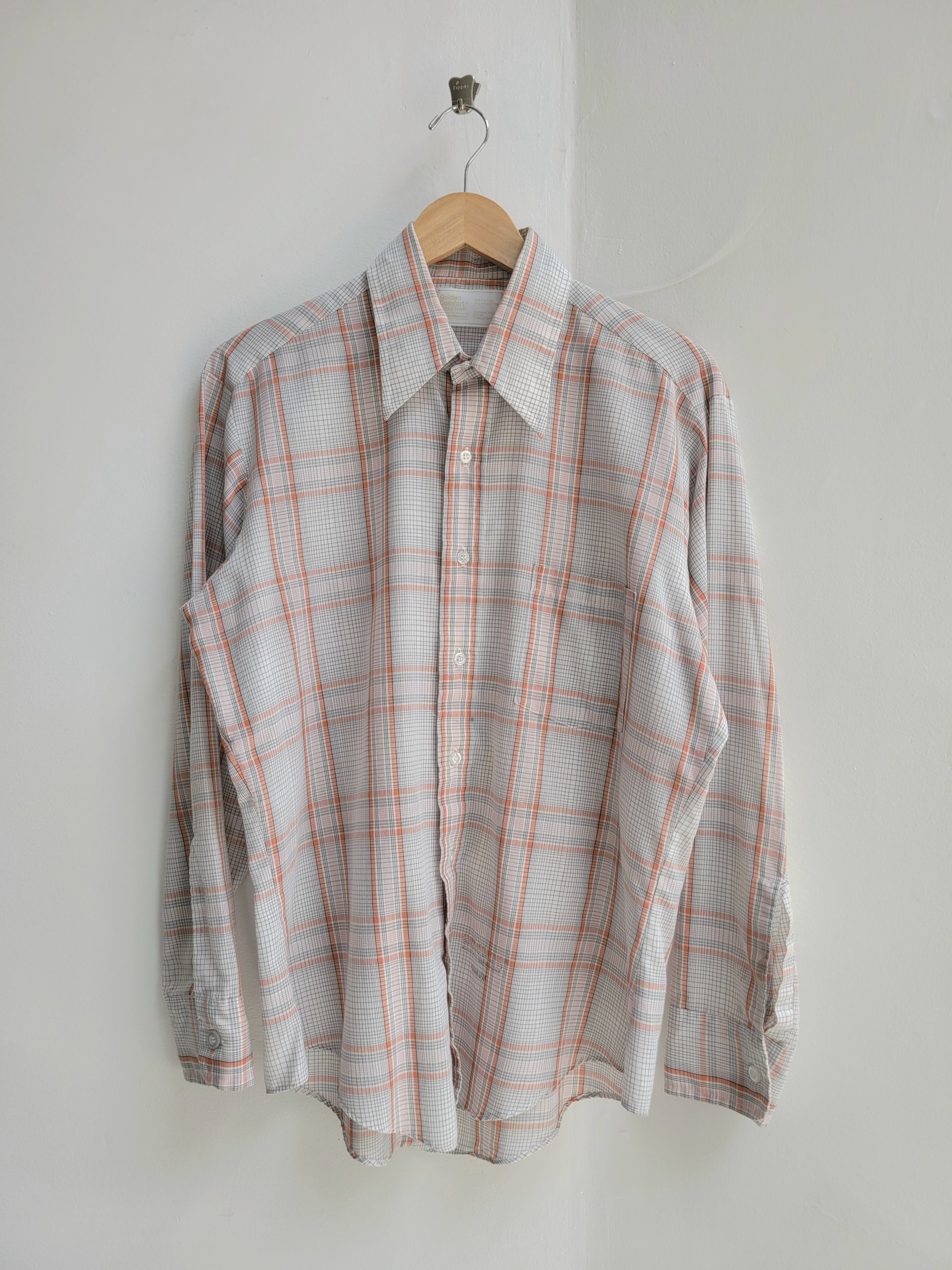 1970 Sears plaid button up shirt, size large