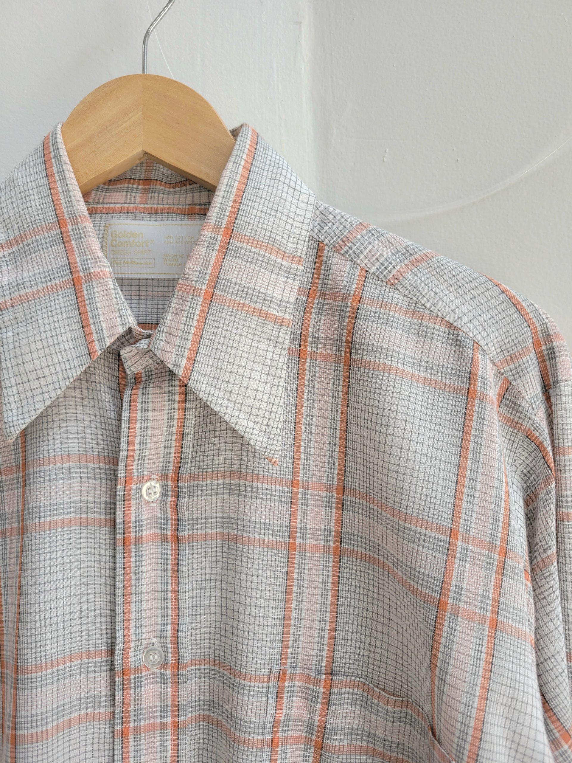 1970 Sears plaid button up shirt, size large