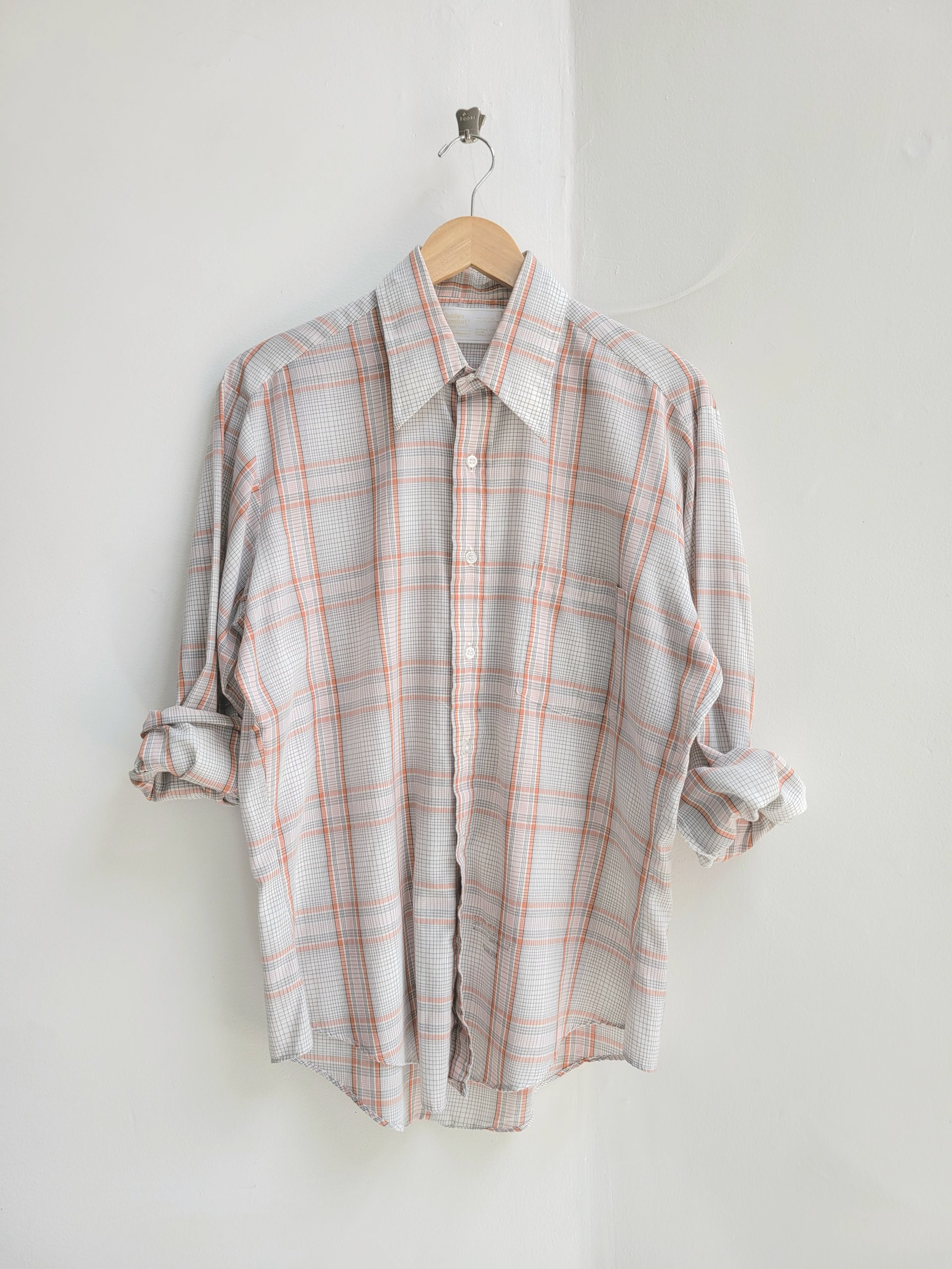 1970 Sears plaid button up shirt, size large