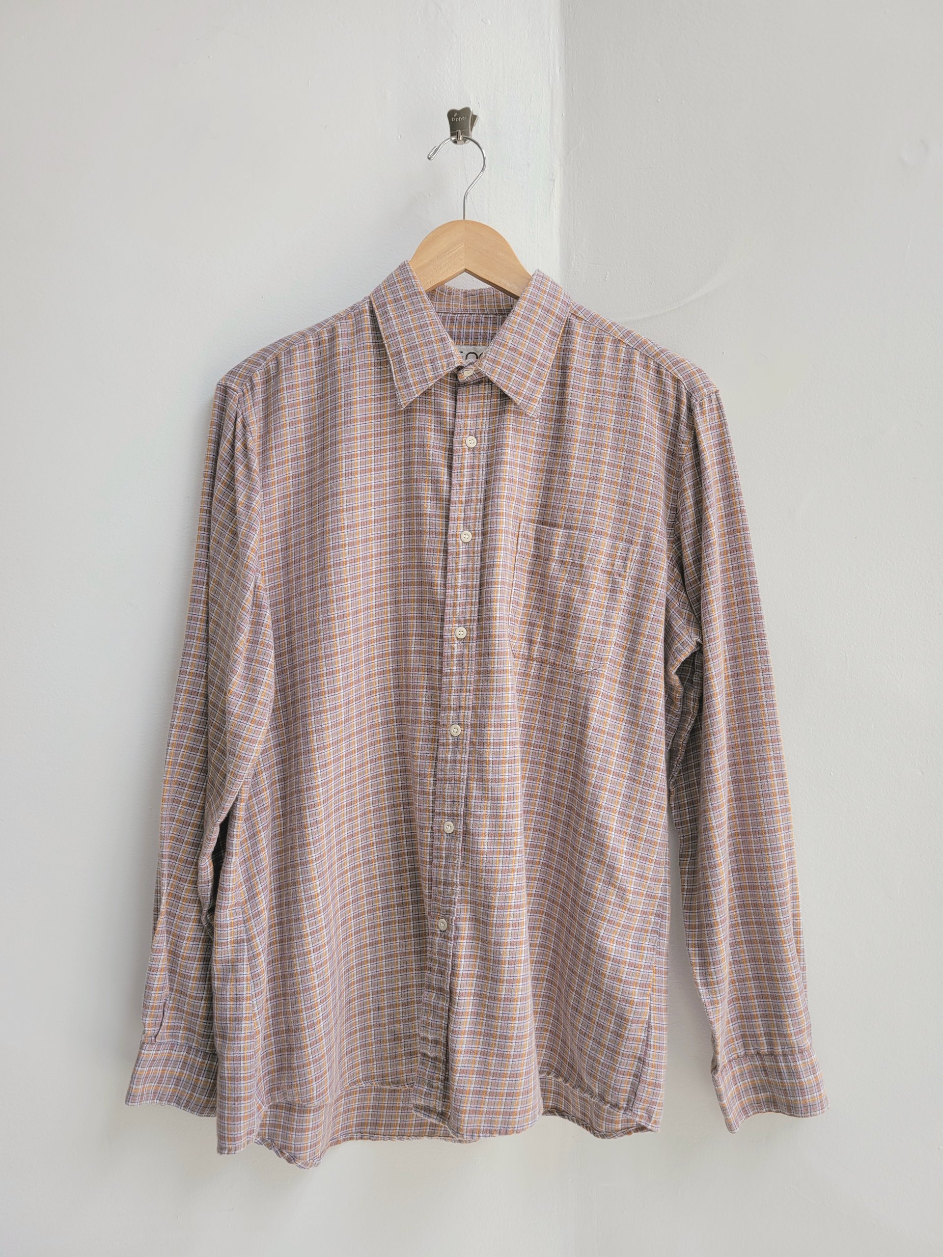 1980 grunge plaid button up shirt, size large