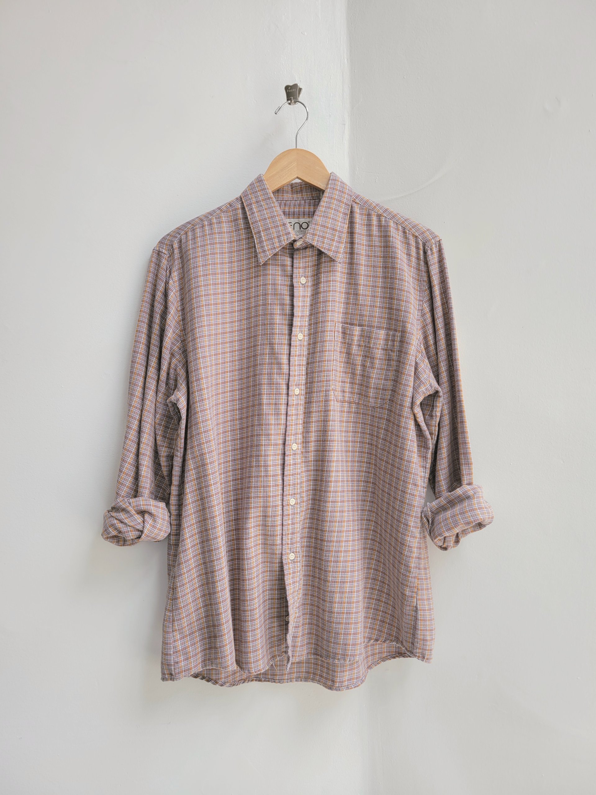 1980 grunge plaid button up shirt, size large