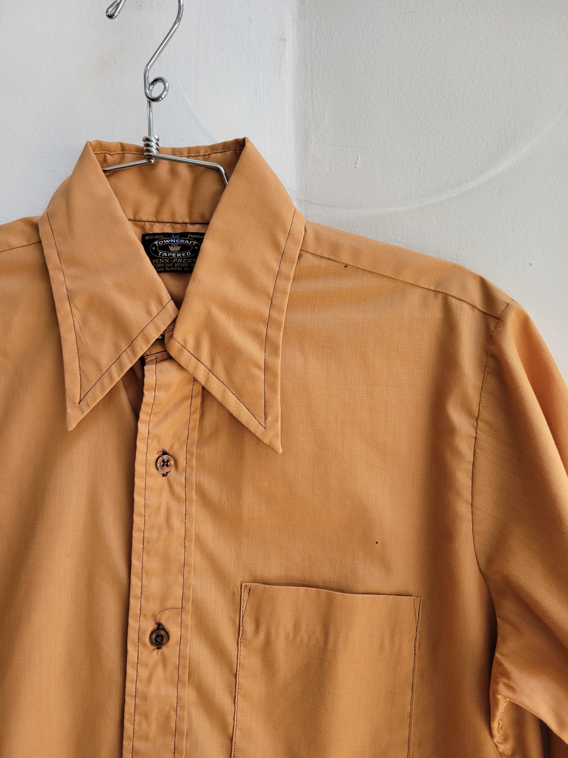 1970 Towncraft brown button up shirt, medium