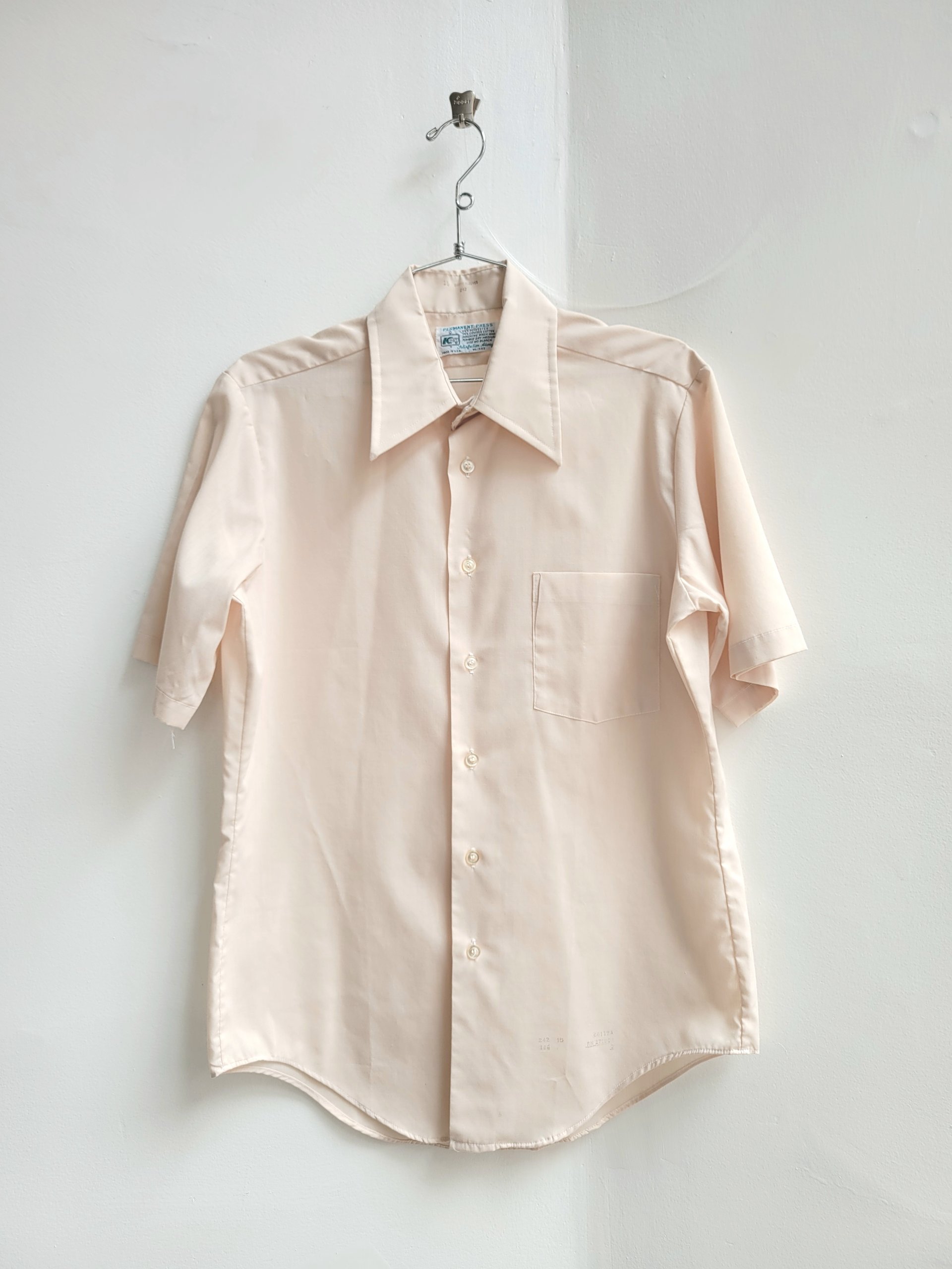 1970 Kmart beige button up shirt, medium