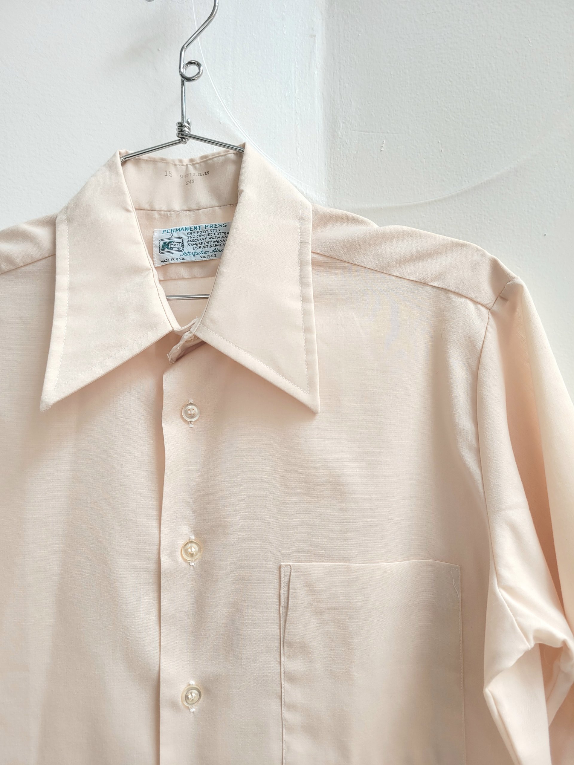 1970 Kmart beige button up shirt, medium